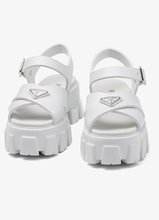 Prada Monolith sandaal van rubber met logo - detail 5 wit