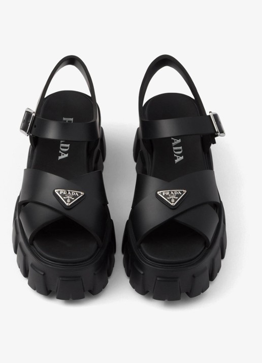 Prada Monolith sandaal van rubber met logo - detail 3 zwart