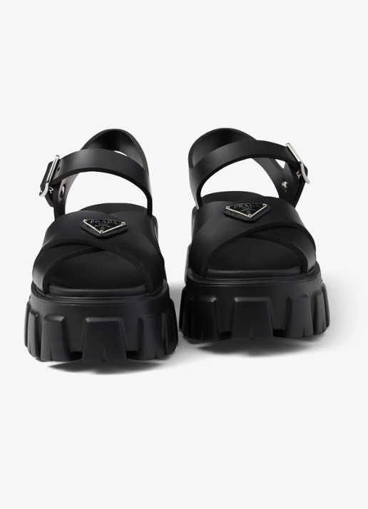 Prada Monolith sandaal van rubber met logo - detail 2 zwart