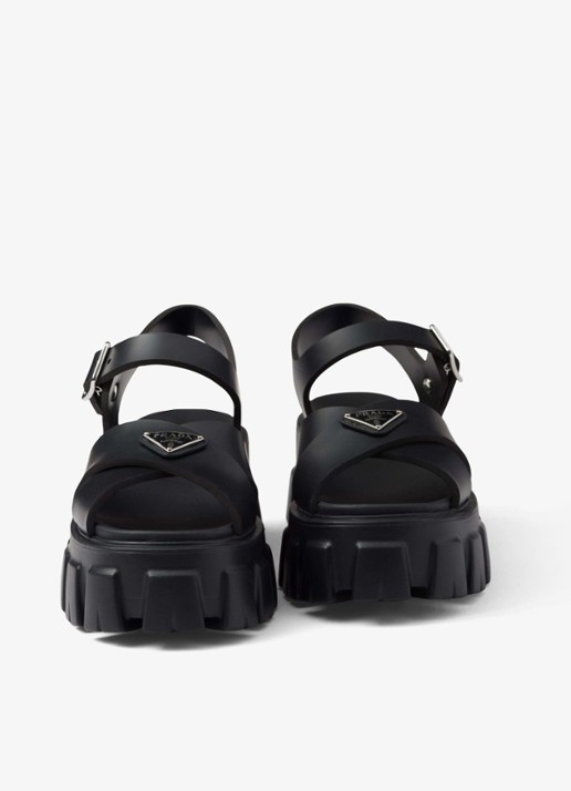 Prada Monolith sandaal van rubber met logo - detail 4 zwart