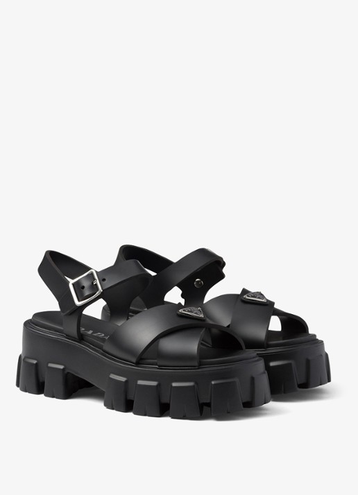 Prada Monolith sandaal van rubber met logo