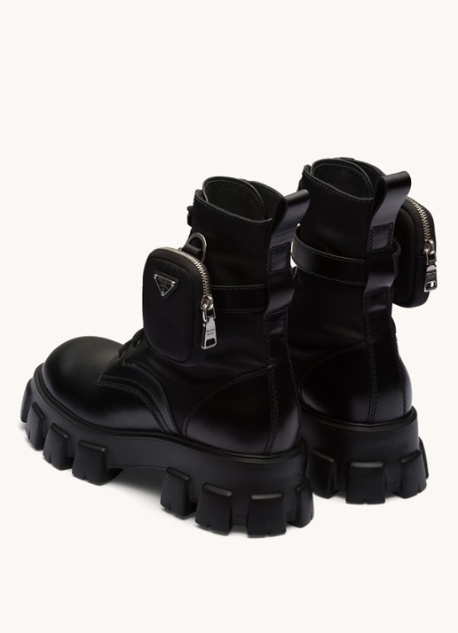 Prada Monolith veterboot van leer - detail 4 zwart