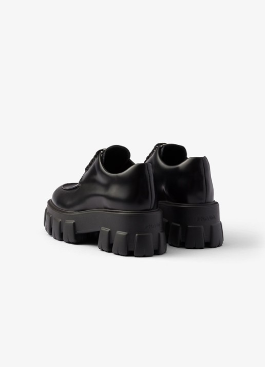 Prada Monolith veterschoen van leer met plateauzool - detail 4 zwart
