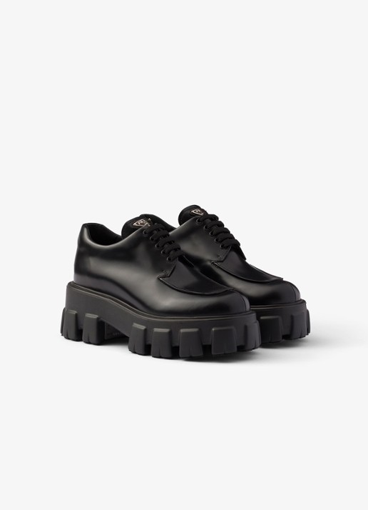 Prada Monolith veterschoen van leer met plateauzool