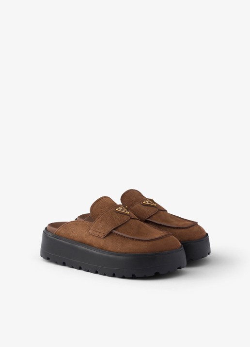 Prada Muiltje van nubuck - voorkant 3 bruin