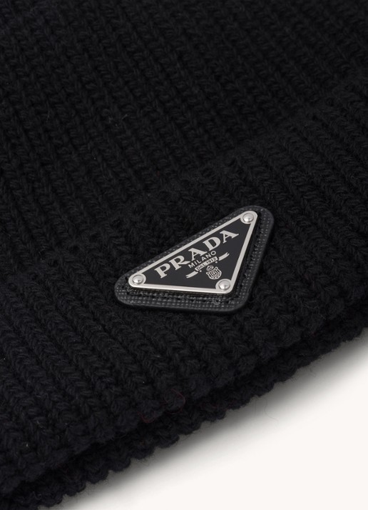 Prada Muts in kasjmierblend met logo - achterkant zwart