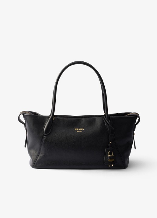 Prada Ouvert Large schoudertas van kalfsleer - voorkant 6 zwart