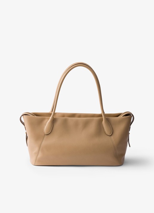 Prada Ouvert Large schoudertas van kalfsleer - achterkant 5 beige