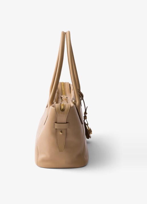 Prada Ouvert Large schoudertas van kalfsleer - detail beige