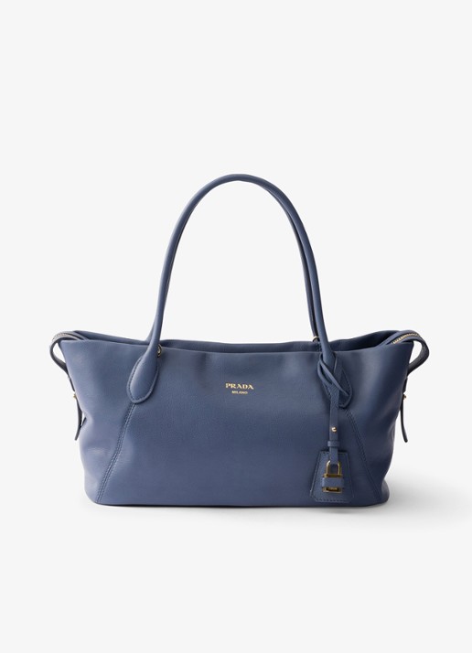 Prada Ouvert Large schoudertas van kalfsleer - voorkant 5 blauw