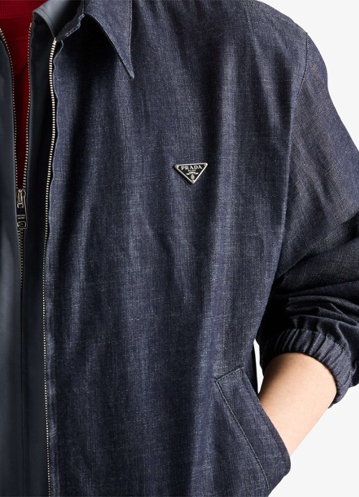 Prada Overshirt van chambray met steekzakken - detail 5 indigo