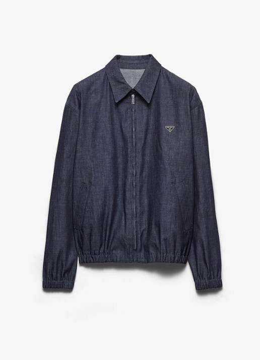 Prada Overshirt van chambray met steekzakken - voorkant indigo