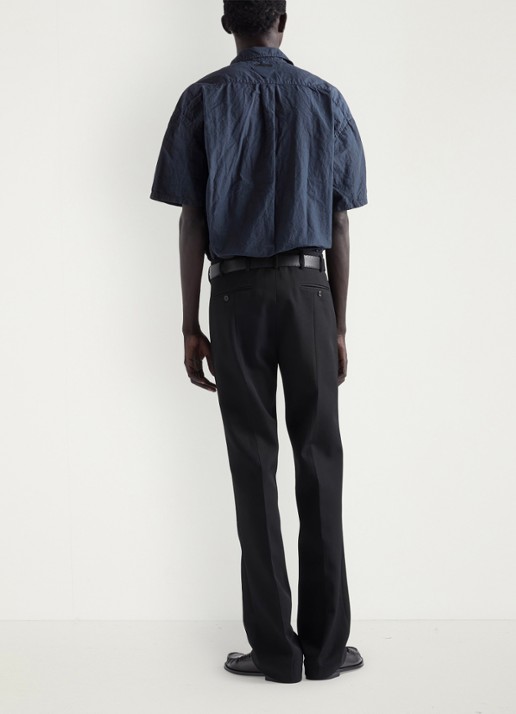 Prada Oversized fit overhemd in linnenblend - achterkant 6 donkerblauw