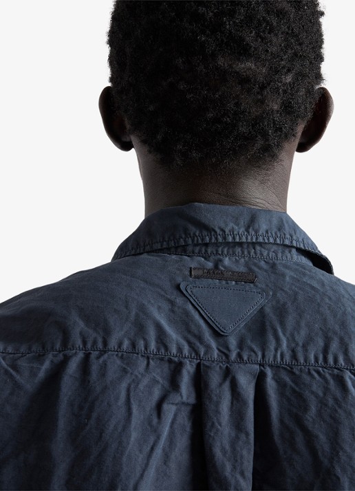 Prada Oversized fit overhemd in linnenblend - detail 5 donkerblauw