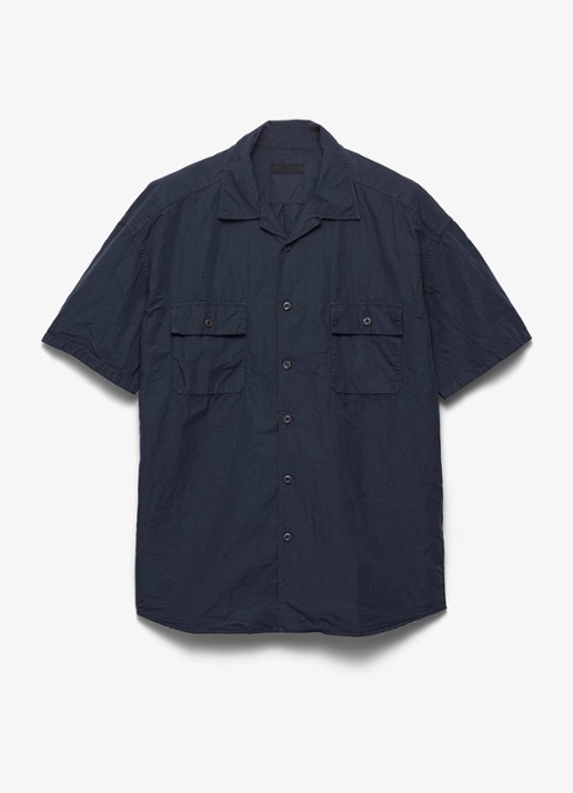 Prada Oversized fit overhemd in linnenblend - voorkant donkerblauw