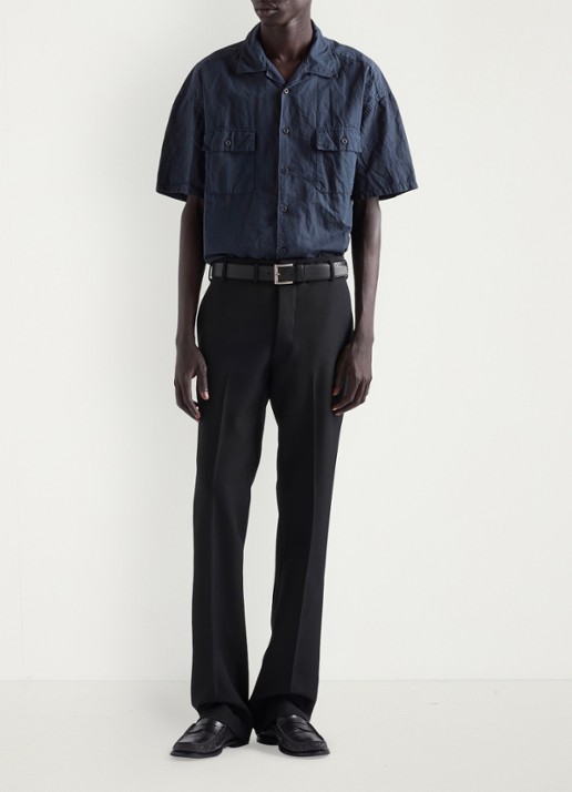 Prada Oversized fit overhemd in linnenblend - voorkant 2 donkerblauw
