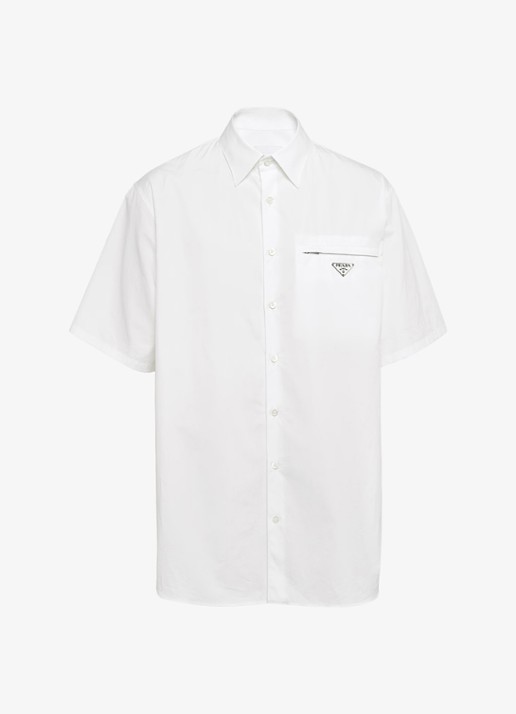 Prada Oversized fit overhemd met borstzak en logo - voorkant wit