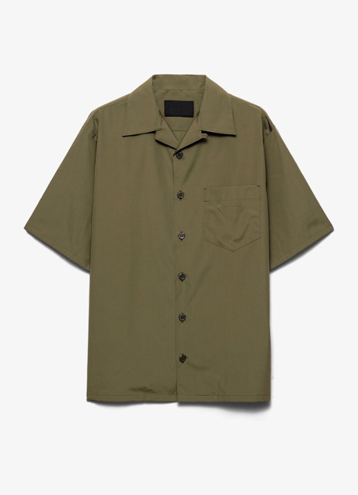 Prada Oversized fit overhemd met borstzak - voorkant legergroen