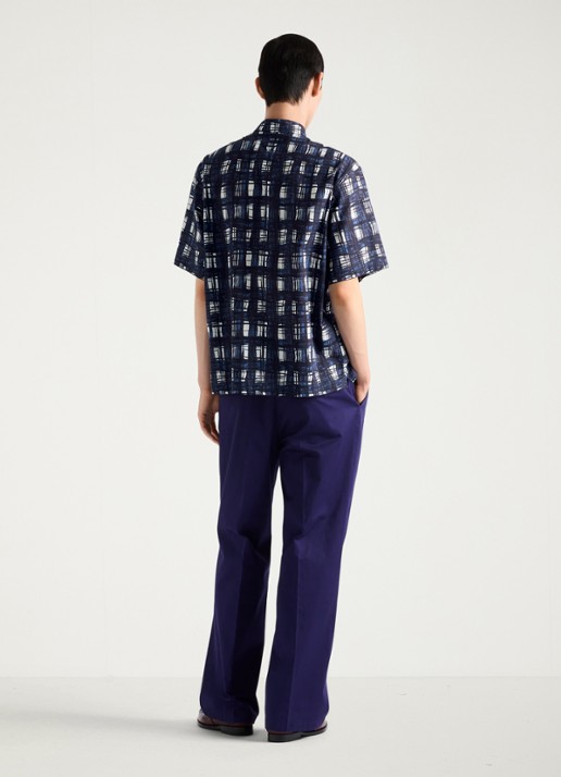 Prada Oversized fit overhemd met ruitdessin - achterkant 2 donkerblauw