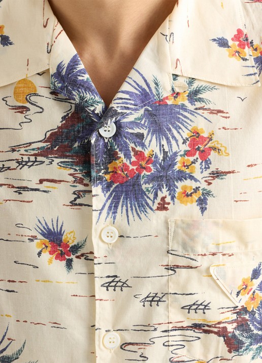 Prada Oversized fit overhemd met tropische print - detail 4 creme