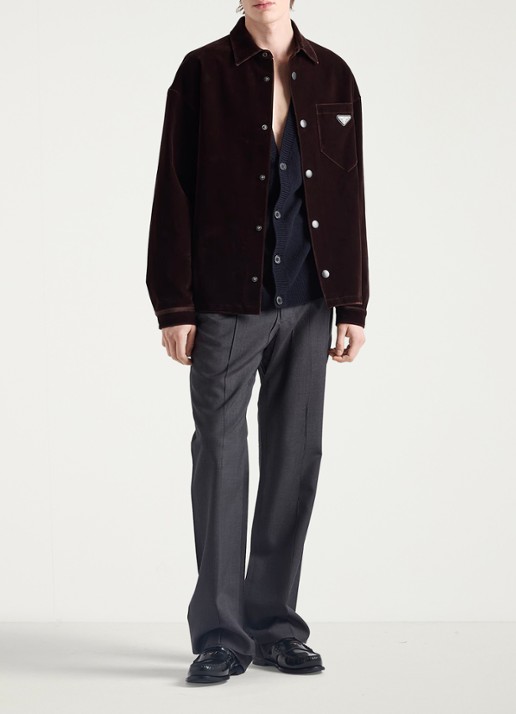 Prada Oversized fit overshirt met borstzak - voorkant 2 donkerbruin