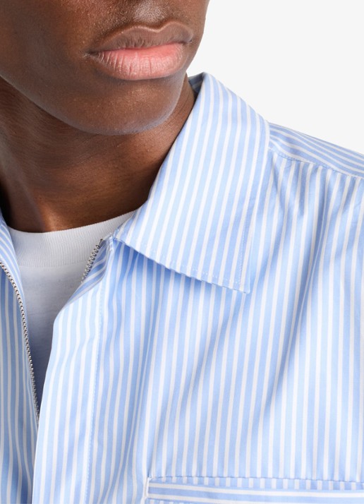 Prada Oversized fit overshirt met streepprint en borstzak - detail 3 blauw