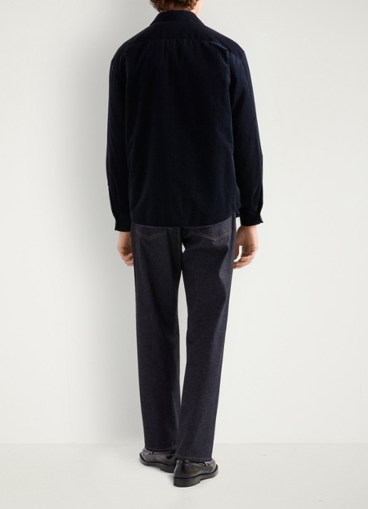 Prada Oversized fit overshirt van corduroy met borstzak - achterkant donkerblauw