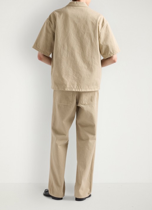 Prada Oversized fit overshirt van denim met borstzak - achterkant beige