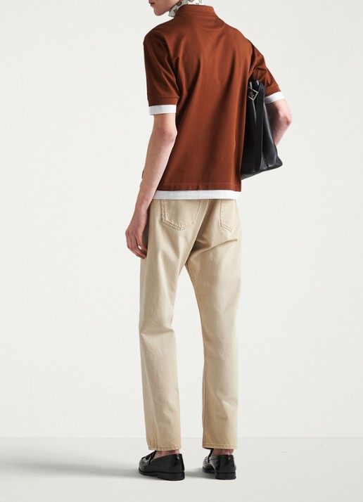 Prada Oversized fit polo met contrast - achterkant 3 roodbruin