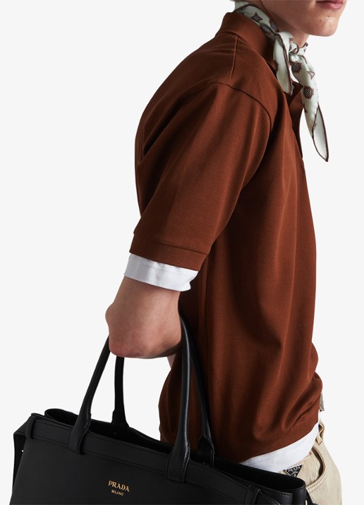 Prada Oversized fit polo met contrast - detail 5 roodbruin