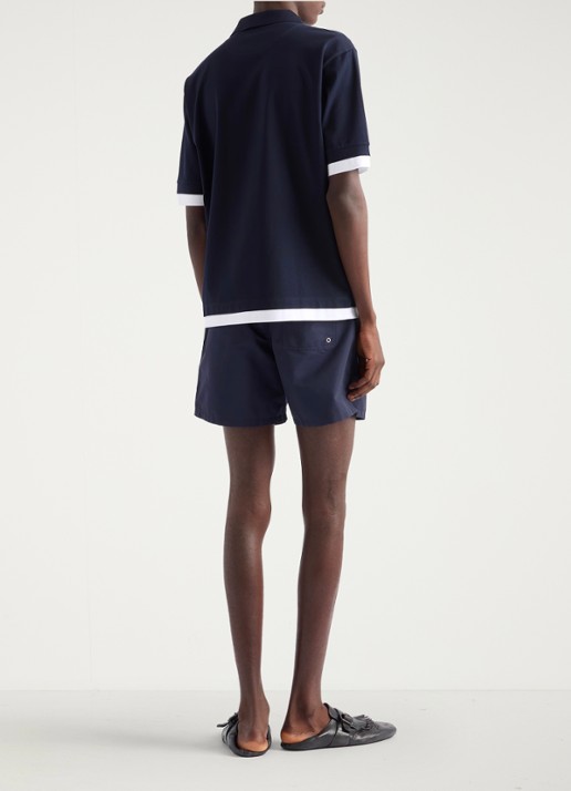Prada Oversized fit polo met contrast - achterkant 3 donkerblauw