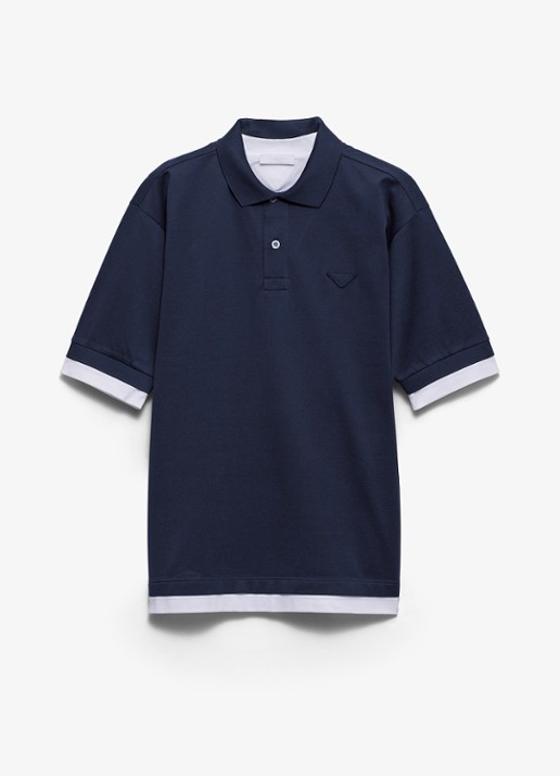 Prada Oversized fit polo met contrast - voorkant donkerblauw