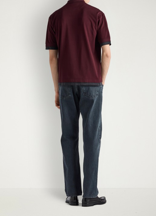 Prada Oversized fit polo met contrast - achterkant bordeauxrood