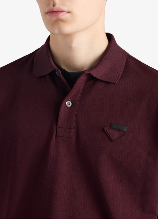 Prada Oversized fit polo met contrast - detail 3 bordeauxrood