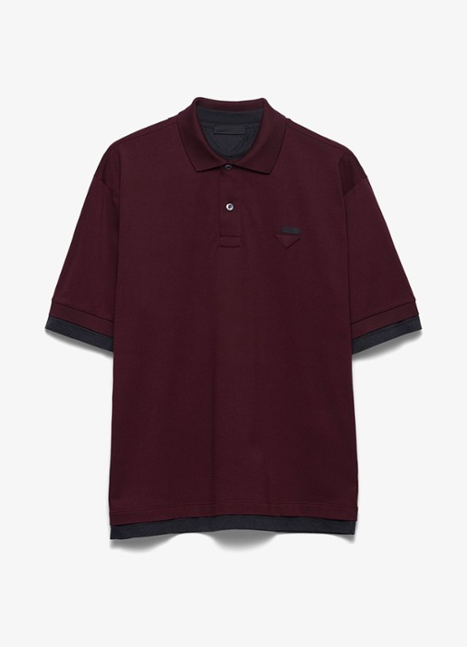 Prada Oversized fit polo met contrast - voorkant 5 bordeauxrood