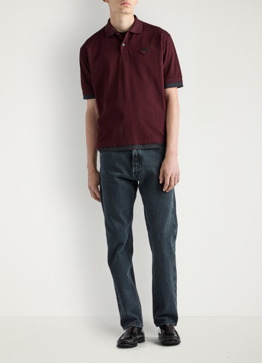 Prada Oversized fit polo met contrast - voorkant 6 bordeauxrood