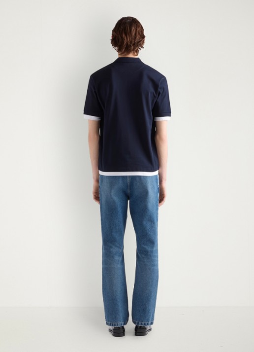 Prada Oversized fit polo met contrast - achterkant 6 donkerblauw