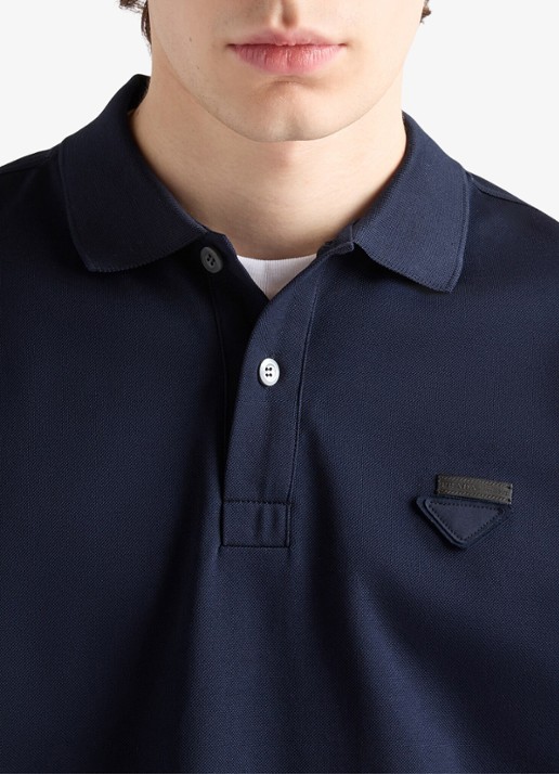 Prada Oversized fit polo met contrast - detail 4 donkerblauw