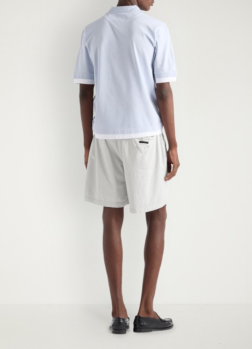 Prada Oversized fit polo met contrast - achterkant 3 lichtblauw