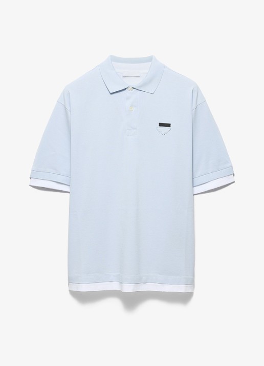 Prada Oversized fit polo met contrast - voorkant 4 lichtblauw