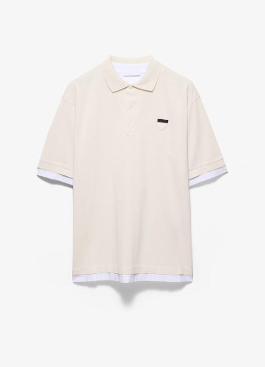 Prada Oversized fit polo met contrast - voorkant 2 beige