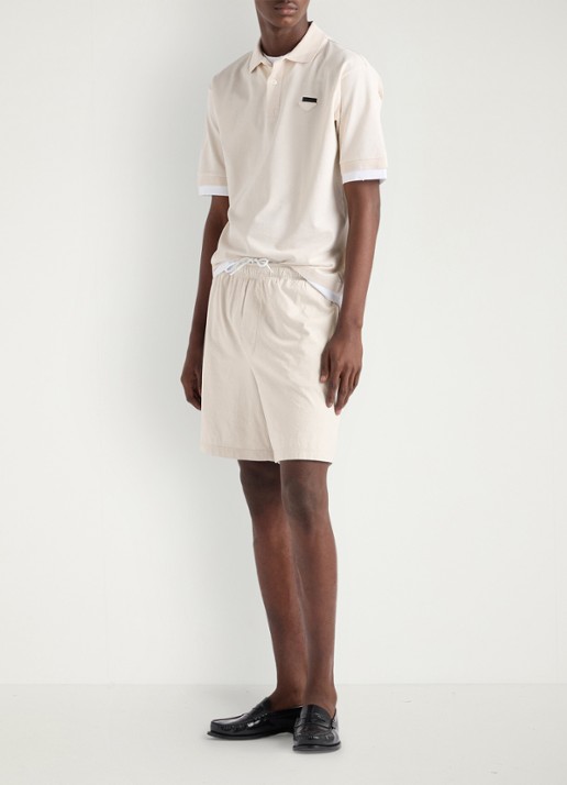 Prada Oversized fit polo met contrast - voorkant 3 beige