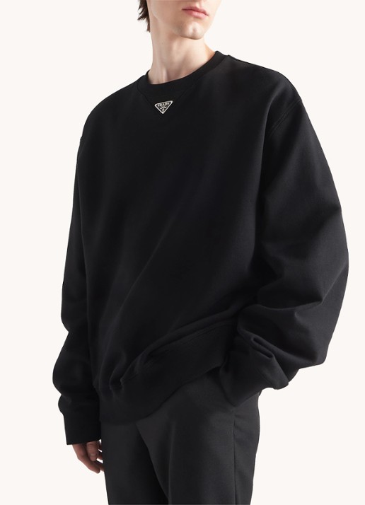 Prada Oversized sweater met logo - detail zwart