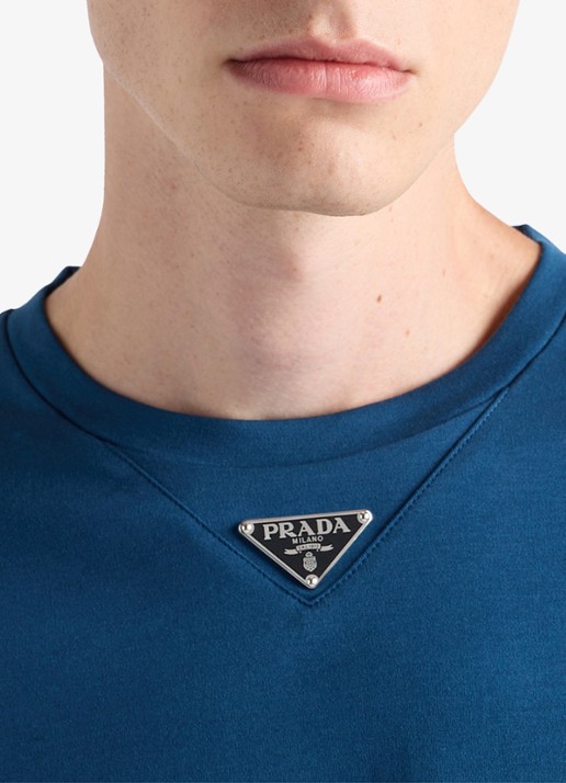 Prada Oversized T-shirt met logo - detail 5 blauw