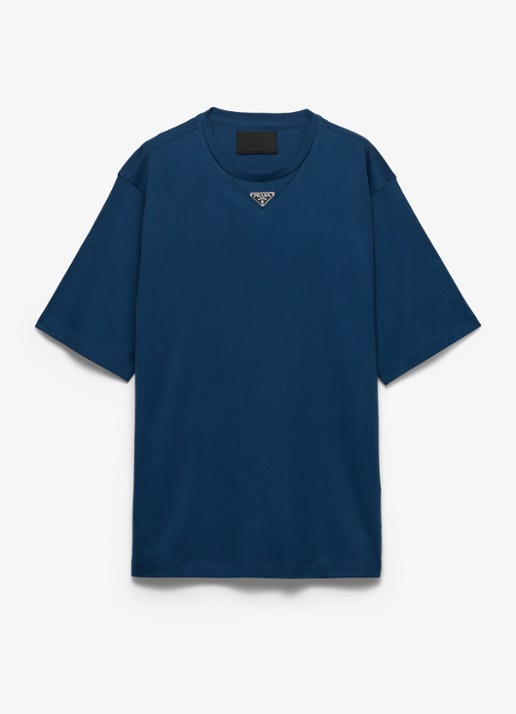 Prada Oversized T-shirt met logo - voorkant blauw