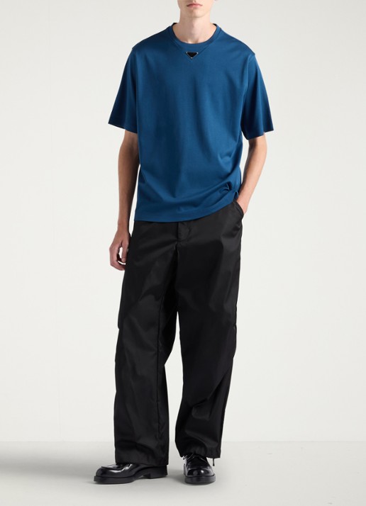 Prada Oversized T-shirt met logo - voorkant 2 blauw
