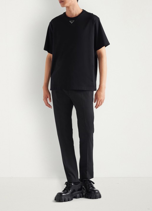 Prada Oversized T-shirt met logo - voorkant 3 zwart