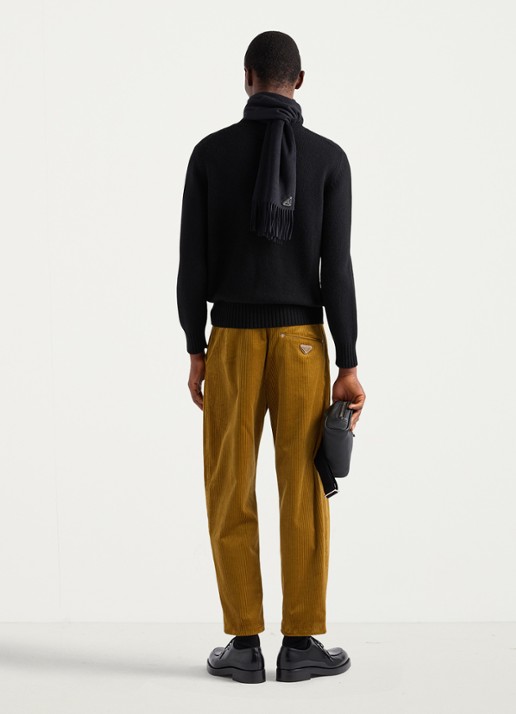 Prada Pantalon van corduroy - achterkant 5 okergeel