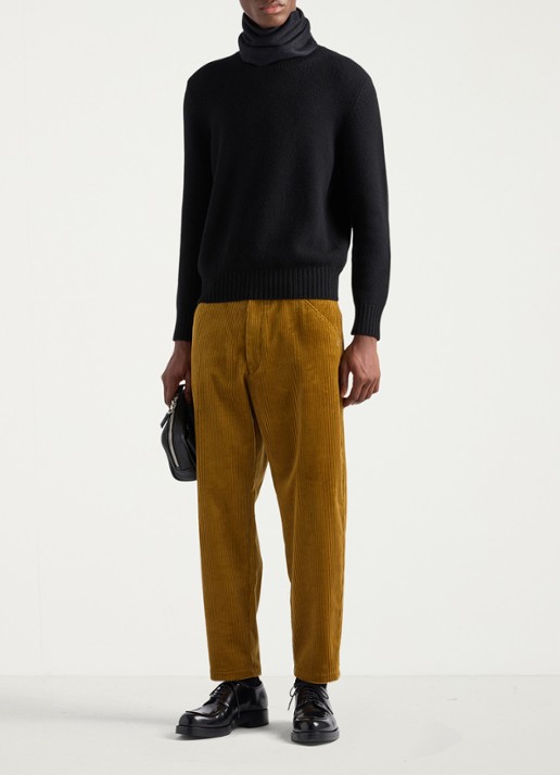 Prada Pantalon van corduroy - voorkant 2 okergeel