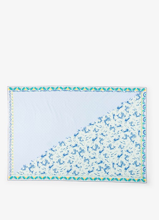 Prada Pareo met print 140 x 90 cm - voorkant blauw